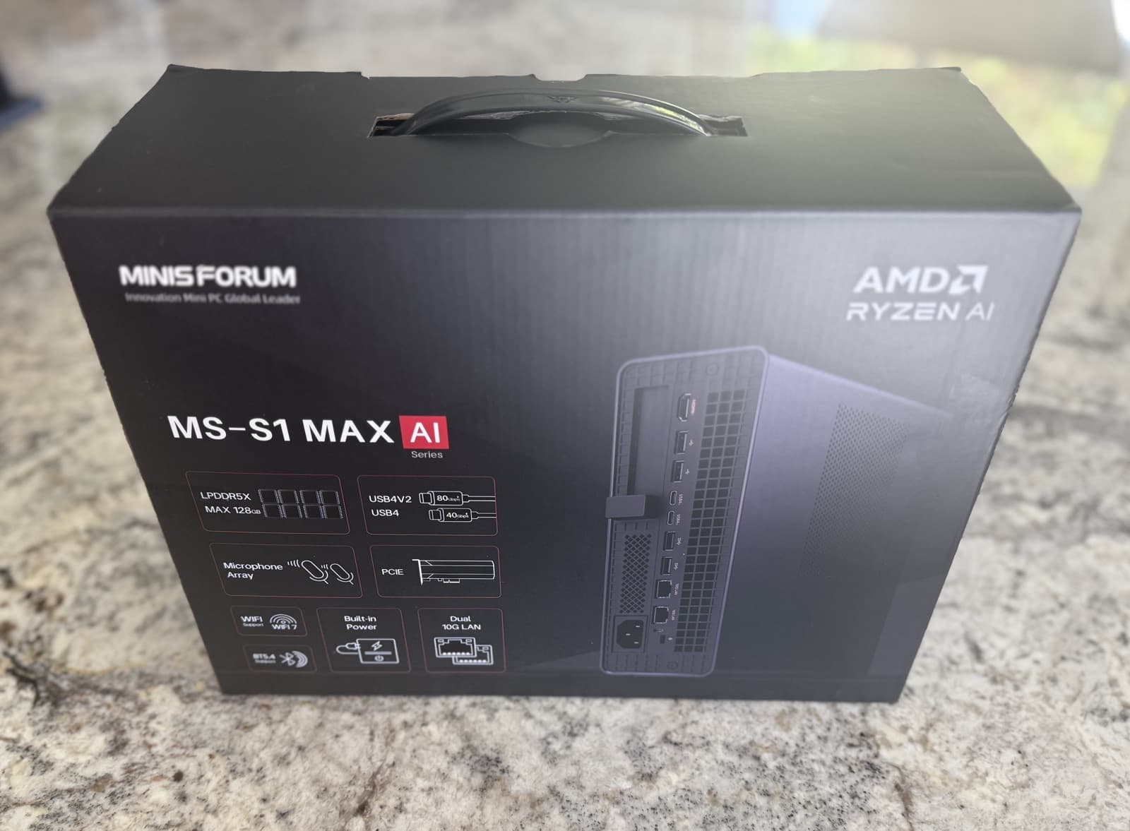 The MINISFORUM MS-S1 MAX AI box — AMD Ryzen AI, up to 128 GB LPDDR5X.